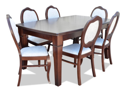 Klassische Esszimmer Möbel Essgruppe Essgarnitur Tisch Holz Komplett Set 7tlg.