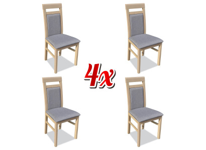 Gruppe Stühle Garnitur Textil Stoff Holz Gepolsterte Esszimmer Stühle 4x Stuhl