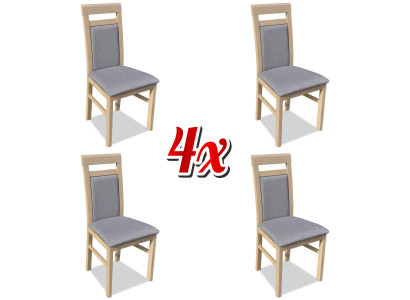 Gruppe Stühle Garnitur Textil Stoff Holz Gepolsterte Esszimmer Stühle 4x Stuhl