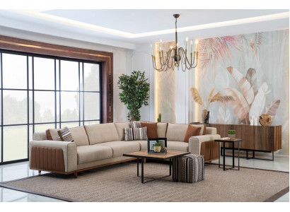 Ecksofa L-Form Wohnzimmer Modernen Luxus Möbel Couch Eckgarnitur Beige