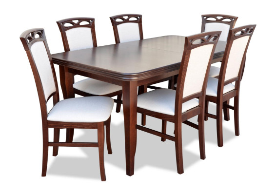 Klassischer Tisch Esstisch Esszimmer Holz Garnitur 6x Stuhl Set Stühle Lehn 7tlg