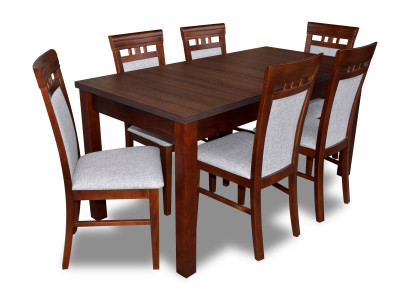Klassische Designer Esszimmer Garnitur Holz Tisch + 6 Stühle Stuhl Garnitur