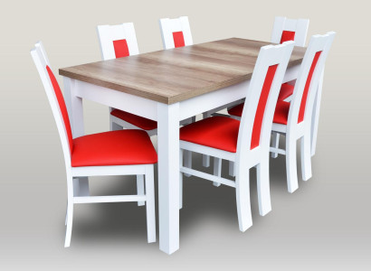 Esszimmer Set Garnitur 7 tlg. Rote 6x Sessel Stuhl Tisch Komplett Gruppe Lehn