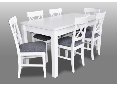 Modern Antik Stil Esszimmer Set Holz Metall Tisch Essgarnitur 6x Stühle Stuhl