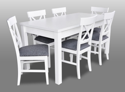 Modern Antik Stil Esszimmer Set Holz Metall Tisch Essgarnitur 6x Stühle Stuhl