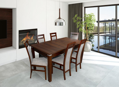 Komplett Set Esstisch + 6 Stühle Esszimmer Set Holz Ess Gruppe Tische Tisch 7tlg