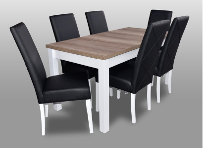 Moderne Esszimmer Leder Tisch Stuhl Garnitur Komplett Set 7 teiliges Set