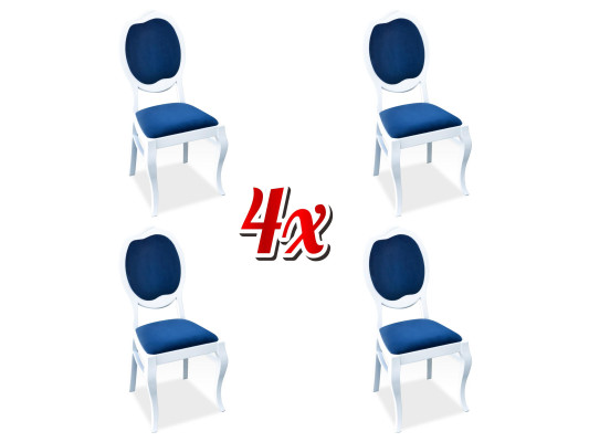 Weiße 4X Stühle Gruppe Set Garnitur Esszimmer Sessel Italienische Holz Stuhl Neu