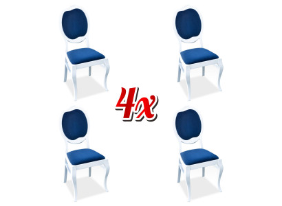 Weiße 4X Stühle Gruppe Set Garnitur Esszimmer Sessel Italienische Holz Stuhl Neu