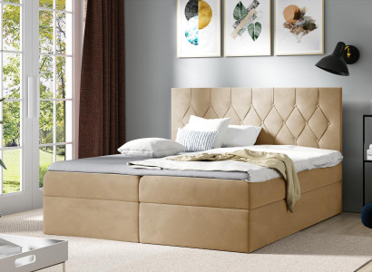 Luxus Boxspring Bett Hotel Betten Polster Funktion Bettkasten 180x200cm Beige