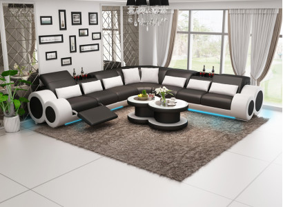 Ledersofa Couch Wohnlandschaft Ecksofa Eck Garnitur Design Modern Sofa G8035C