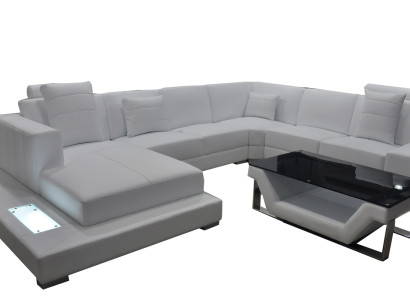 Eck Leder Sofa Couch Polster Ecke Sitz Garnitur Wohnlandschaft Design XXL U Form