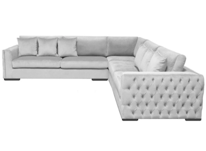 Ecksofa Silber Couch Eckgarnitur Polster Wohnlandschaft Samt Stoff Möbel Design