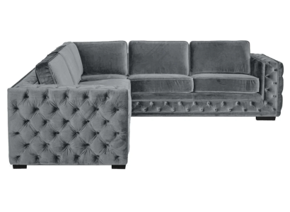 Ecksofa Grau Ecken Samt Möbel Design Wohnlandschaft Couch Eckgarnitur Polster