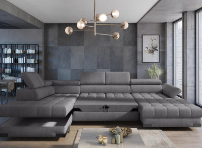 Couch Stoff Sofas Eckcouch Kasten Neu Design Ecksofa U-form Bettfunktion