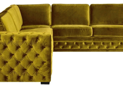 Chesterfield Samt Ecksofa Sofa Couch Polster Eckgarnitur Wohnzimmer Couchen Gelb