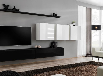 Designer Modern Wohnwand Wohnzimmermöbel Schwarz Holzmöbel Sideboard