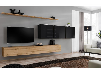 Design Wohnwand Braun Sideboard TV-Ständer Wandschrank Wohnzimmermöbel Komplett