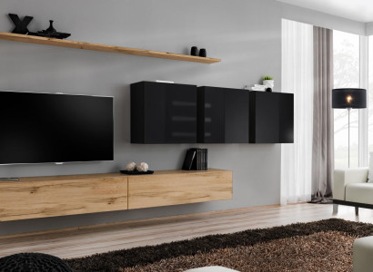 Design Wohnwand Braun Sideboard TV-Ständer Wandschrank Wohnzimmermöbel Komplett