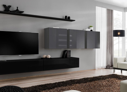 Design Wohnwand TV-Ständer 3x Wandschrank TV-Ständer Lowboard Einrichtung 7 tlg
