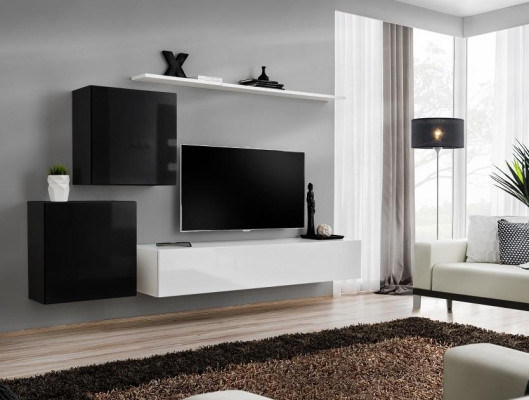 Wohnzimmer Wohnwand Weiß TV Ständer Design Sideboard Einrichtung Wandschrank