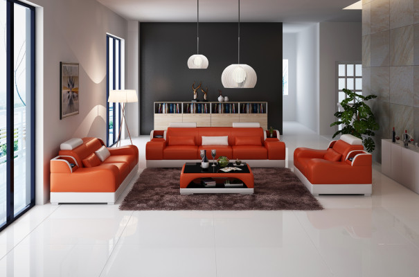 Design Sofagarnitur Couch Polster Sofas Leder 3+2 Sitzer Komplett Set Neu Modern