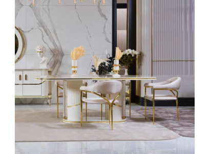 Esszimmer set Modern Esstisch + 6x Stühle Tisch Holz Polsterstuhl 7tlg. Gruppe