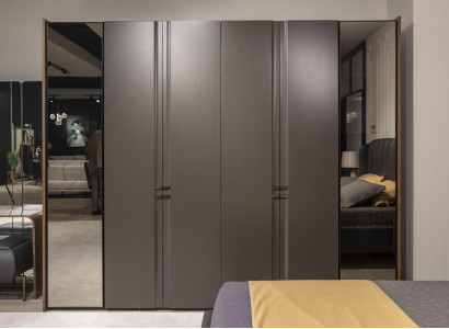 Moderner Kleiderschrank Luxus Schrank Holz Schränke Glas Taupe Schlafzimmer