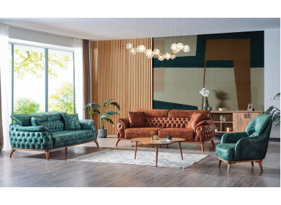 Klassisch Sofagarnitur 3+3+1 Sitzer Chesterfield Relax Sessel Möbel Sofa