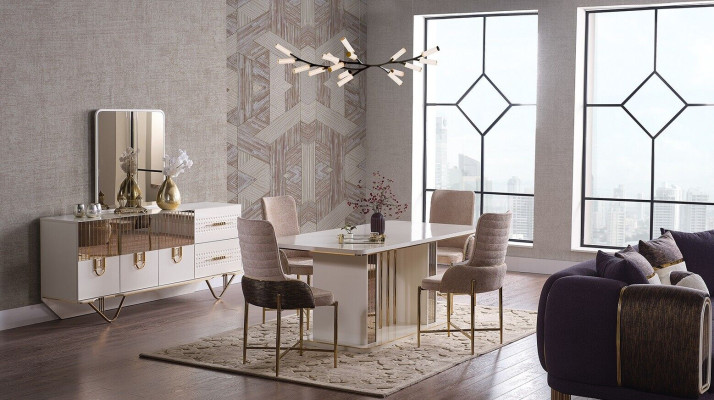 Design Esszimmer Komplett Esstisch + 6x Stühle+Sideboard Möbel Holztisch Neu