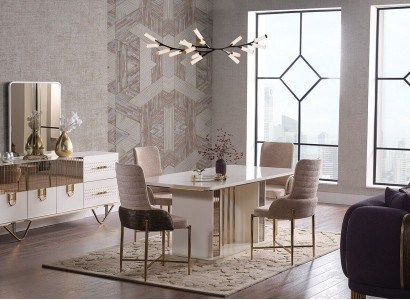 Design Esszimmer Komplett Esstisch + 6x Stühle+Sideboard Möbel Holztisch Neu