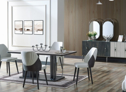 Luxus Esszimmer Set Esstisch 6x Stühle Anrichte Essgruppen Essgruppe 8 tlg