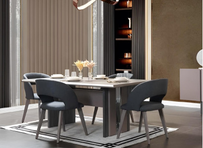 Moderne 7tlg. Esszimmer Garnitur Set Klassischer Tisch 6x Stühl Gruppen