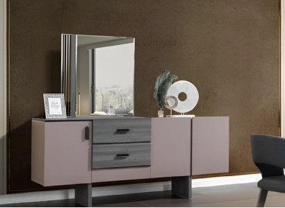 Anrichte mit Spiegel Holz Luxus Stil Modern Möbel Esszimmer Anrichten 2tlg.