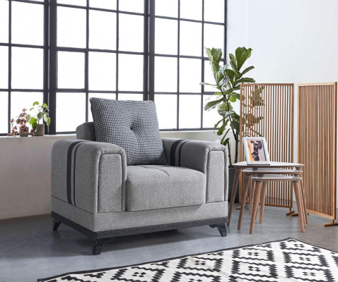 Design Sitzer Luxus Sessel Relax Textil Grau Sessel Lounge Club Moderner Luxus