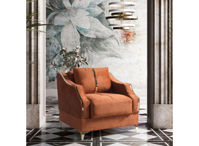 Design Sitzer Luxus Sessel Relax Textil mit Edelstahl Lounge Club Einsitzer