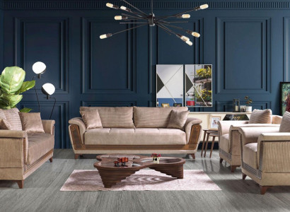 Sofagarnitur 3+2+1+1 Sitzer Textil Modern Komplett Sessel Sofa 3 Sitzer Luxus Neu