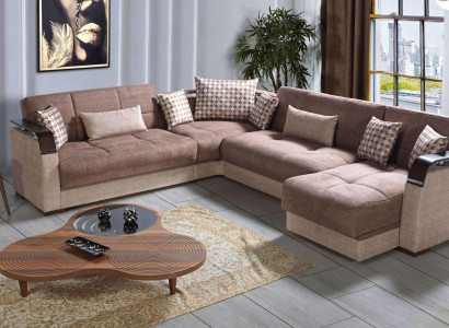 Ecksofa Wohnlandschaft Braun L-Form Sofa Wohnzimmer Ecksofas Luxus Eckgarnitur