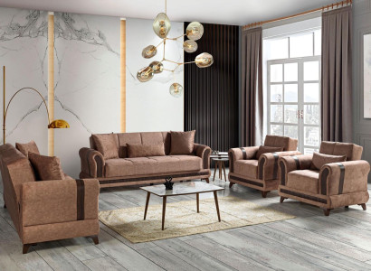 Sofagarnitur 3+2+1+1 Sitzer Wohnzimmer Set Textil Sofa Sessel Schlafsofa