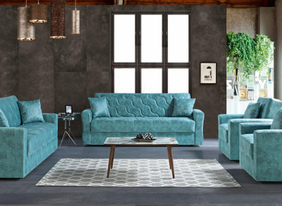 Sofagarnitur 3+2+1+1 Sitzer Textil Holz Sofa 3 Sitzer Modern Neu Sessel Komplett Set