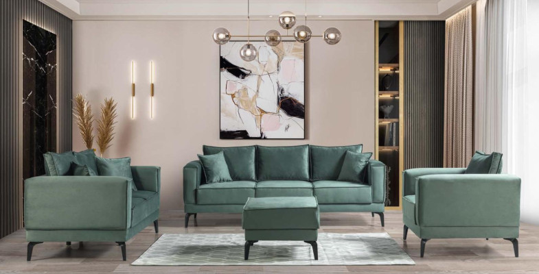 Luxus Sofagarnitur Komplett Couch Sofa Garnitur Wohnzimmer 3+2+1 Hocker