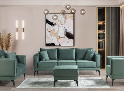 Luxus Sofagarnitur Komplett Couch Sofa Garnitur Wohnzimmer 3+2+1 Hocker