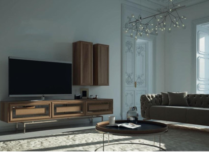 Luxus Wohnwand luxus Wohnzimmer TV Ständer Modern Holz Designer rtv fernseher
