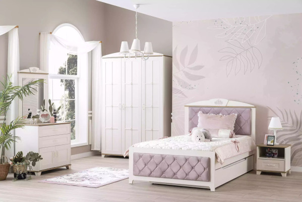 Chesterfield Funktionsbett Ausziehbares Kinderbett Bett 120 Holz Rosa