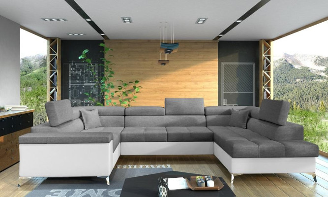 U Form Ecksofa Stoff Sitz Garnitur Designer Wohnlandschaft Textil Couch Sofa Neu