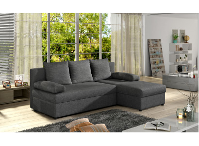 Moderne Schlafsofa Couch Polster Ecksofa Garnitur Bettfunktion Textil Leder