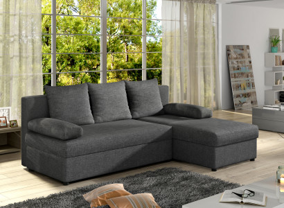 Moderne Schlafsofa Couch Polster Ecksofa Garnitur Bettfunktion Textil Leder