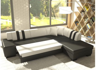 Klassisch Design Ecksofa Porto II Bettfunktion Couch Textil Sofas Schlaf Sofa