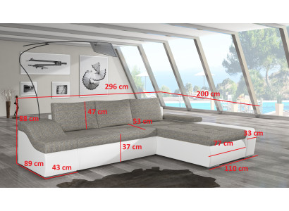 Moderne Ecksofa Ontario Bettfunktion Wohnzimmer Couch Textil Sofas Schlaf