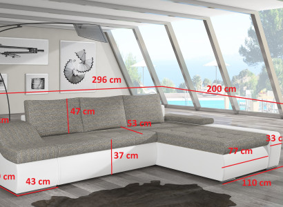 Moderne Ecksofa Ontario Bettfunktion Wohnzimmer Couch Textil Sofas Schlaf